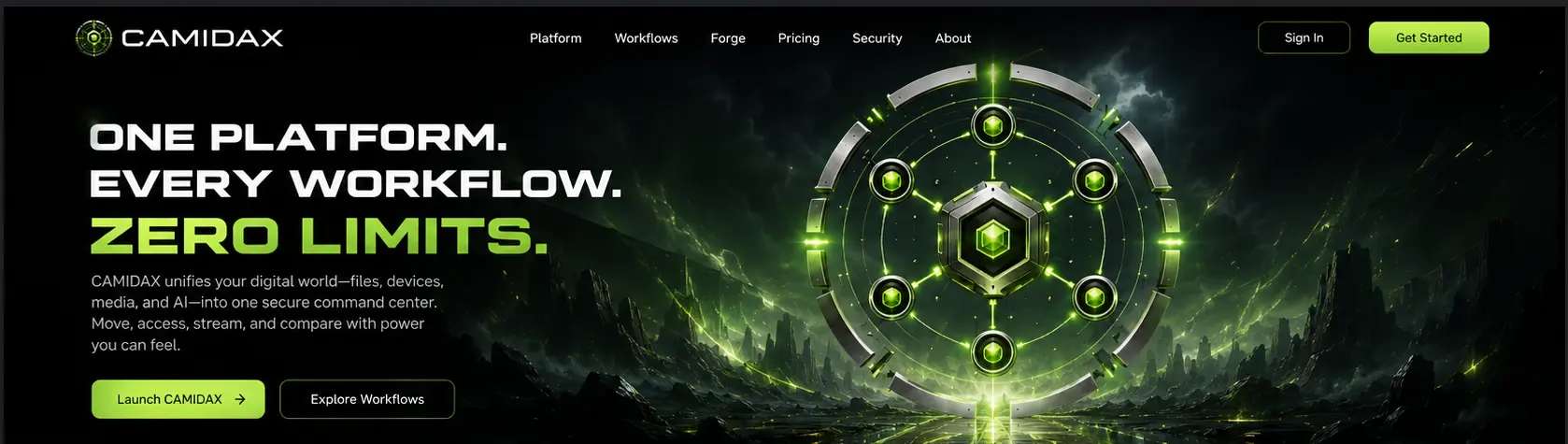 CAMIDAX. One Platform. Every Workflow. Zero Limits. A unified command center for files, devices, media and AI.